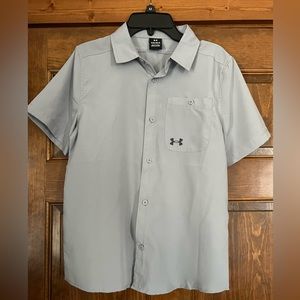 Youth Under Armour Boys' Outdoor Short Sleeve Shirt, Woven Button Down sz Lrg
